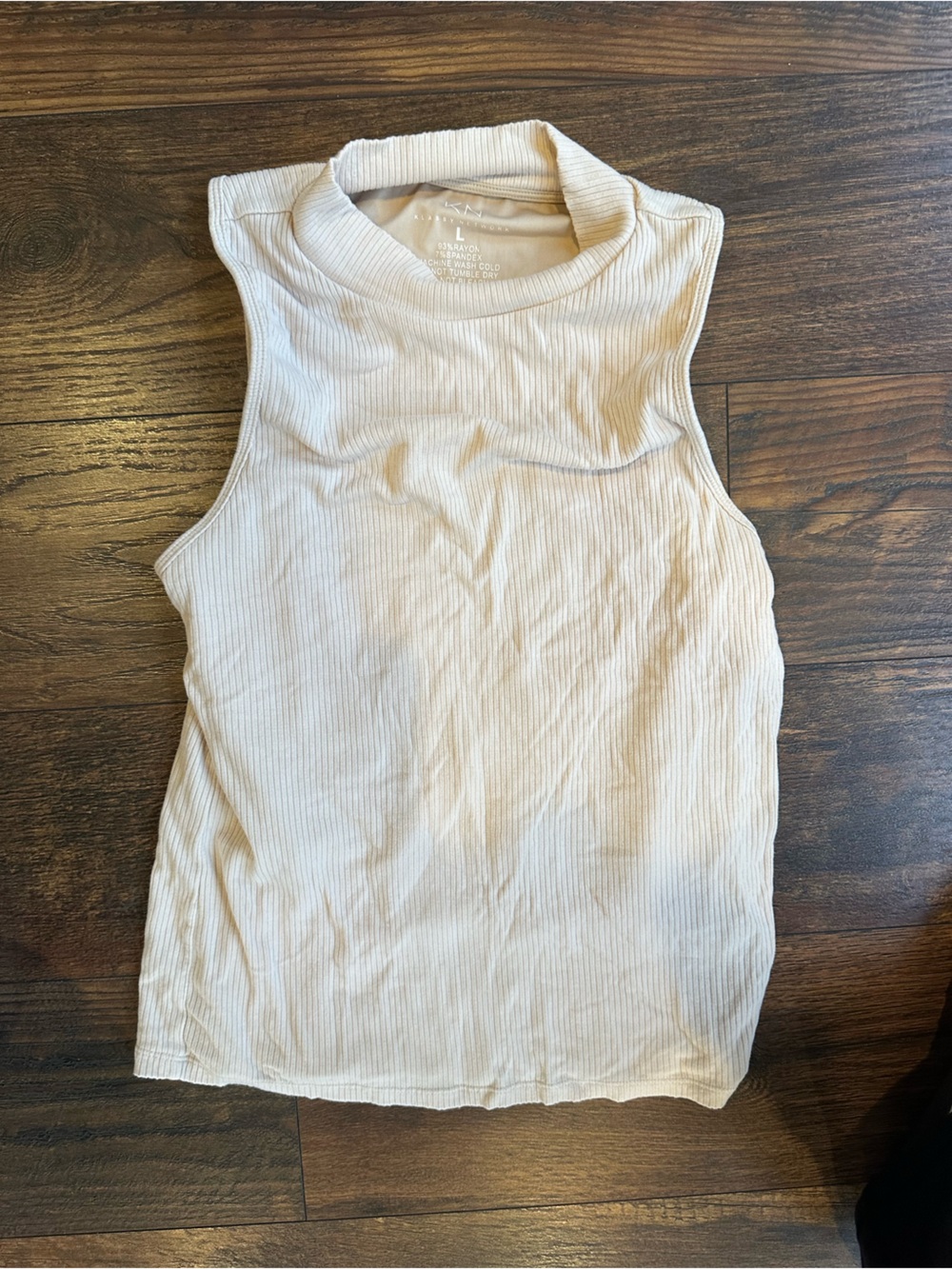 Cream Ribbed Sleeveless Tank Top